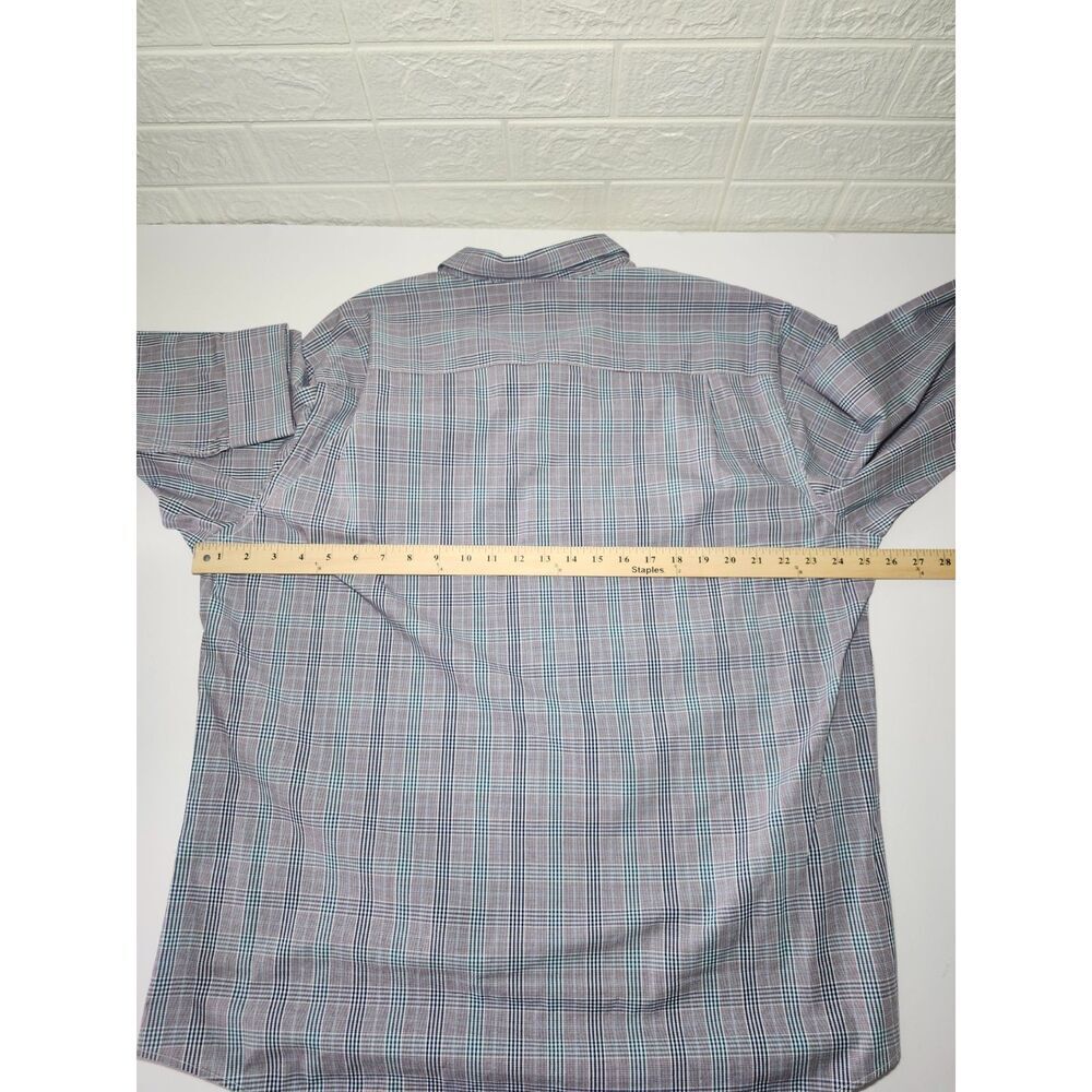 Van Heusen Multi-Checkered Long Sleeve Button Down Shirt 100% Cotton Purple XL - Picture 6 of 8